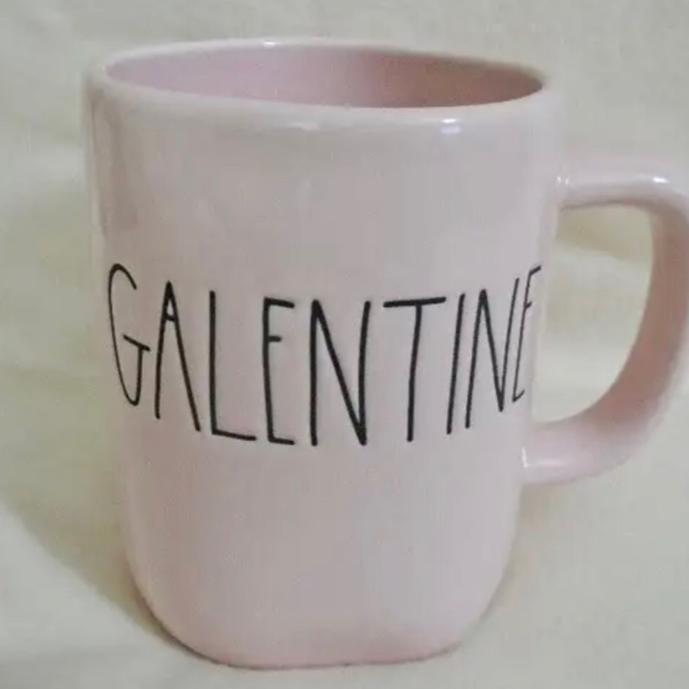 Rae Dunn Galentine Mug pink with black lettering NEW